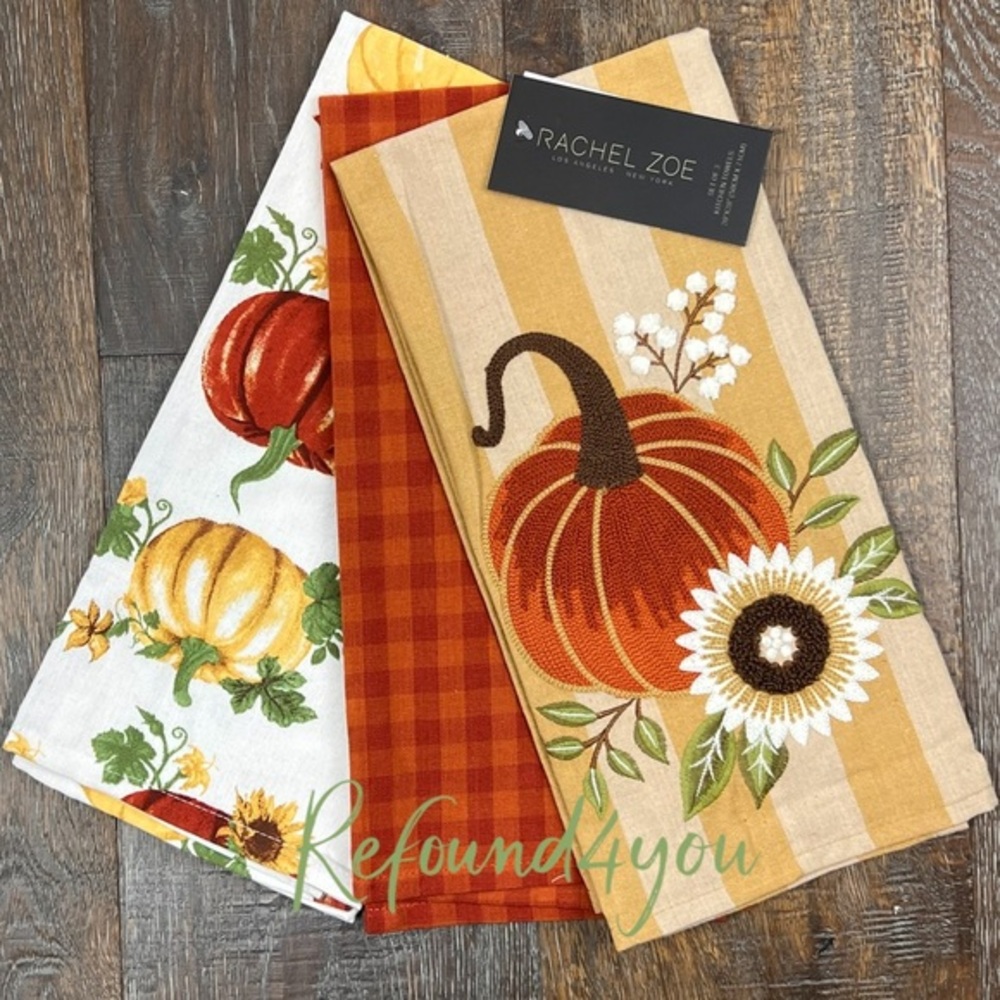 Rachel Zoe - ‘Fall Harvest ‘ Dish Towels (3). NWT